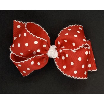Red Polka Dots Bow - 6 Inch
